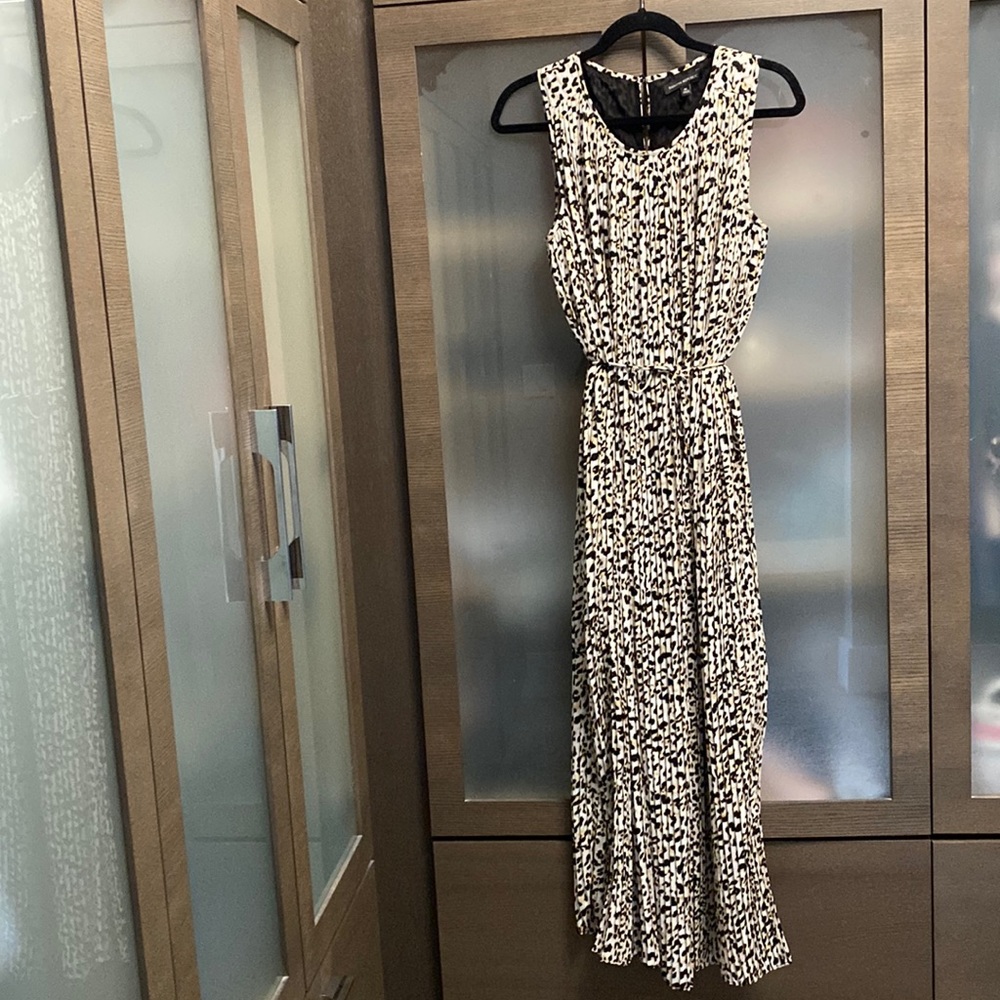Banana Republic long pleated dress with loop belt